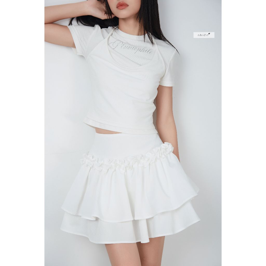 Layered skirt white sale