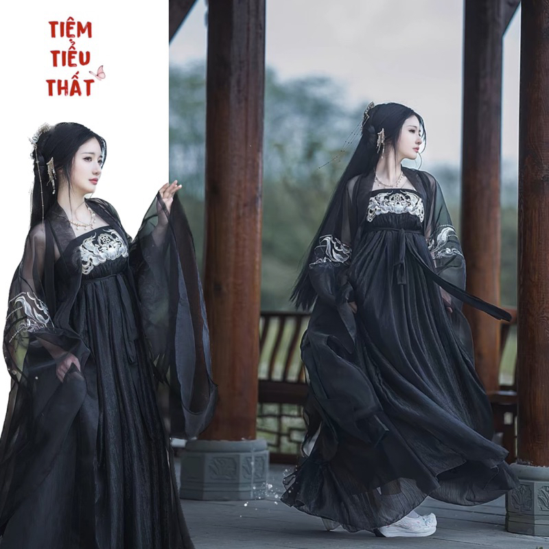 Women's black hanfu with embroidery (available) | Shopee Singapore