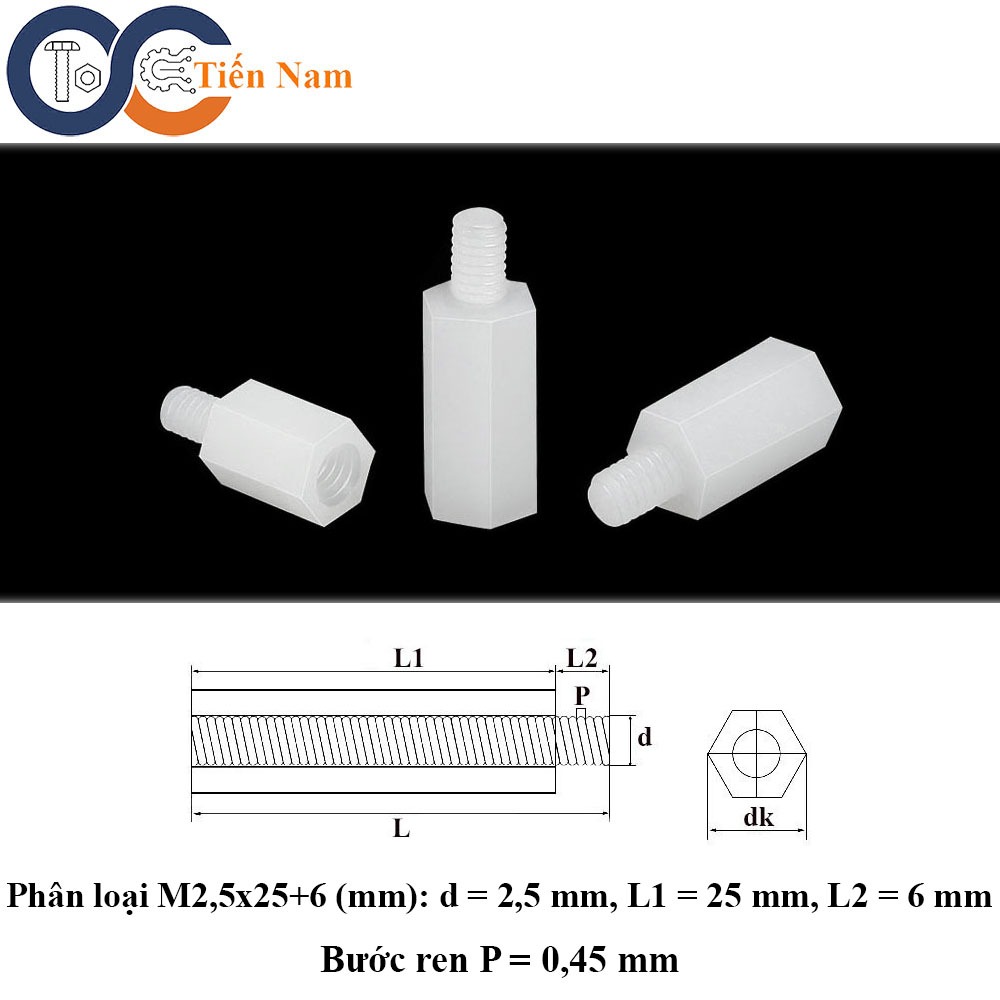 6-sided hexagonal threaded connector, white plastic male and female, M2 ...