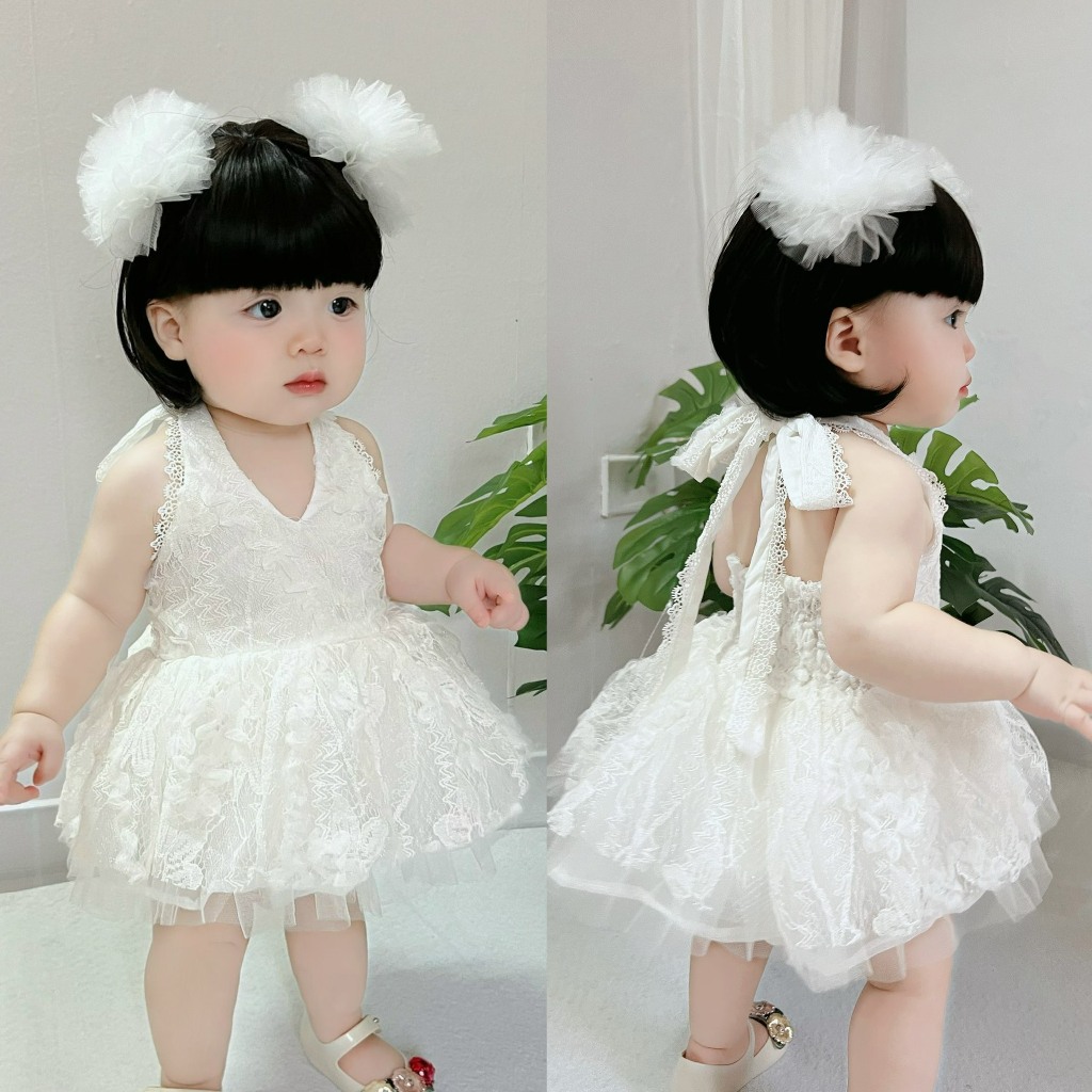 Váy Yếm Ren Xinh Xắn Kèm Quần & Phụ Kiện, Mềm Mại Cho Bé Yêu - HH36