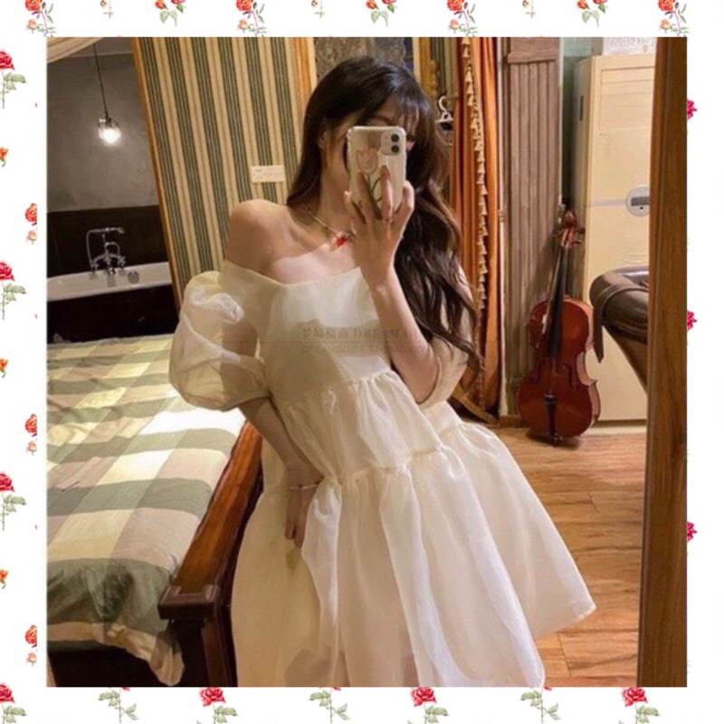 Cute elegant white BABY DOLL dress Shopee Singapore