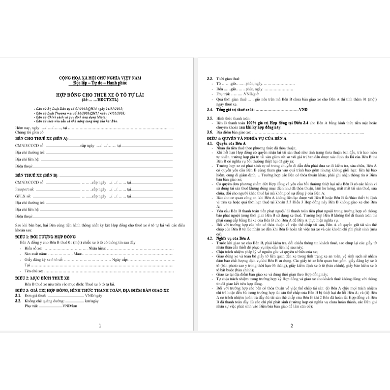 Self-driving car rental contract model + vehicle delivery table copy ...