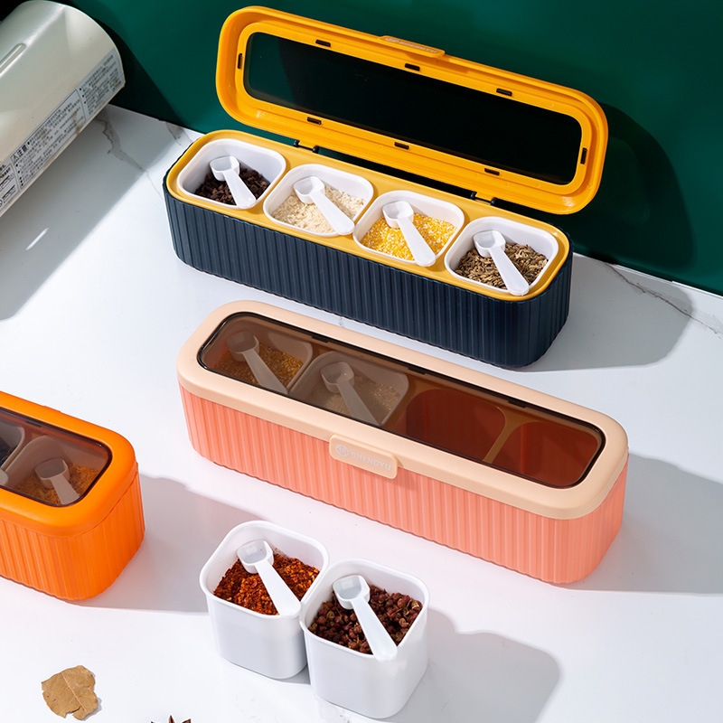 Smart 4-compartment Spice Box and Jar with Hygienic Lid - 4-compartment ...