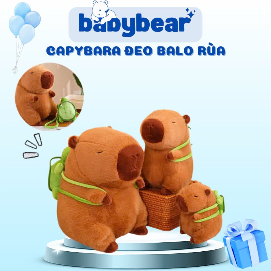 Capybara Teddy Bear Wearing Turtle Backpack, Soft Plush Capybara ...