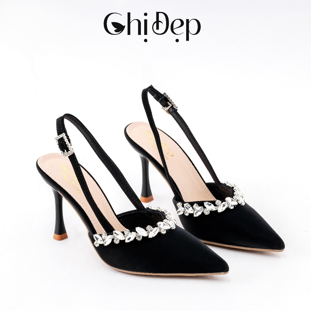 Closed toe High Heels 9Cm With Rhinestone Edges Beautiful Sister store Velvet Snowy Heels With 9 Inch Stone Edges U88 Shopee Singapore