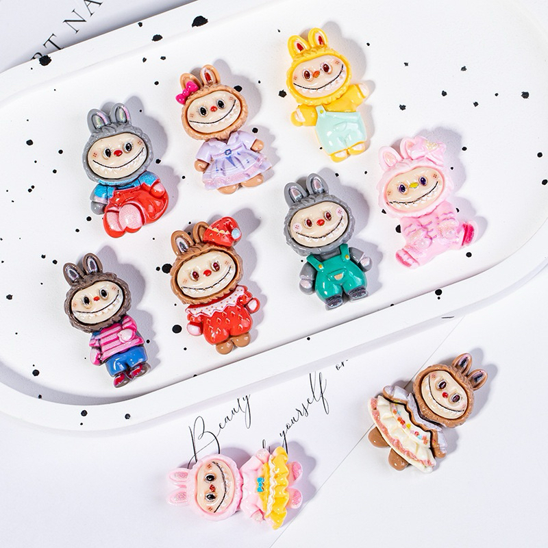 Crocs Jibbitz Slipper Sticker Labubu charm with buttons ready to attach CROCODILE SLIPPERS CROCODILE sandals