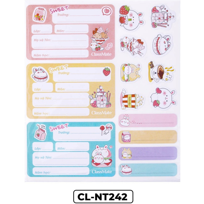 ClassMate Rabbit notebook labels with sticker NT242 - 15 Labels/Bag ...