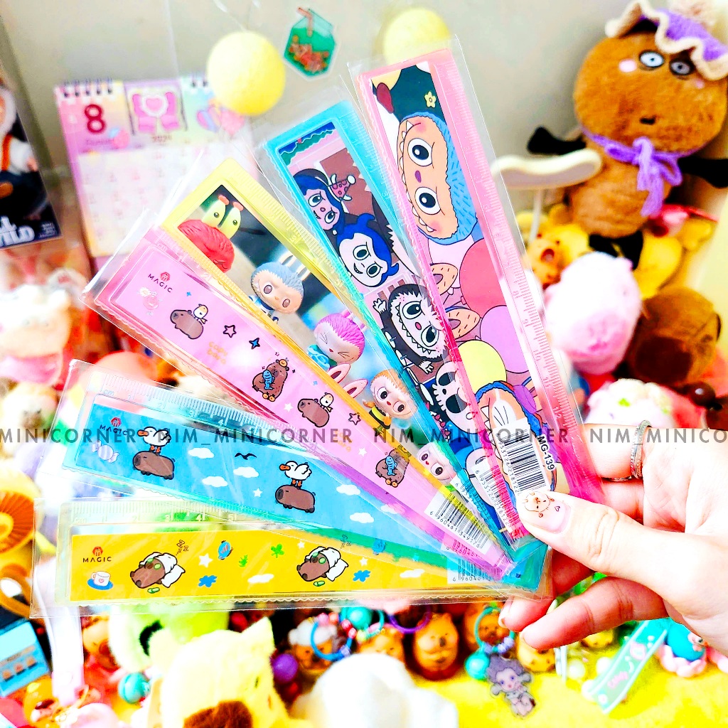 [Capybara/ Labubu] Multicolored plastic ruler, Capybara and Labubu ...