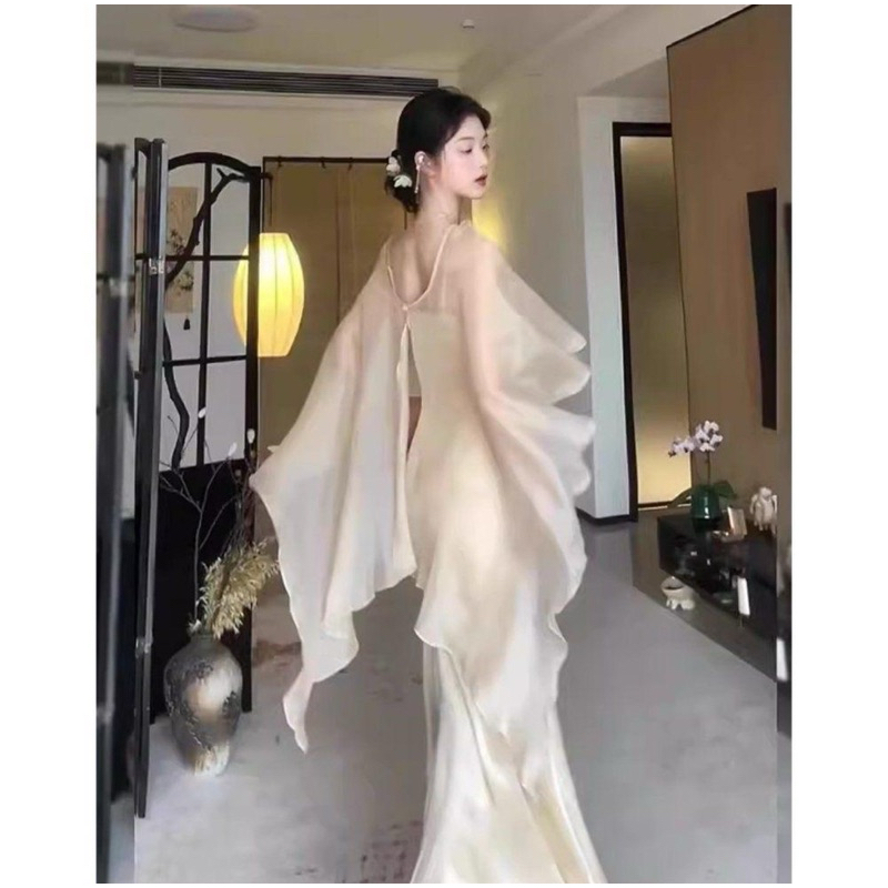 Luxury Backless Silk Dress - Luxurious Backless Silk Dress Silk Dress  Backless Dress | Shopee Singapore