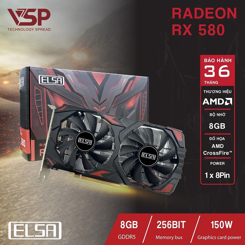 Elsa Radeon RX580 8GB GDDR5 Video Card (Black/White) | Shopee Singapore