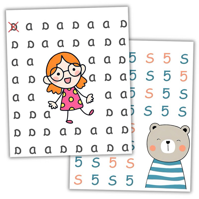 Distinguishing letters, finding differences, logical thinking ...