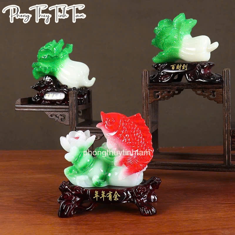 Feng Shui Cabbage Statue Lucky Radish Carp Feng Shui Fortune Desk ...