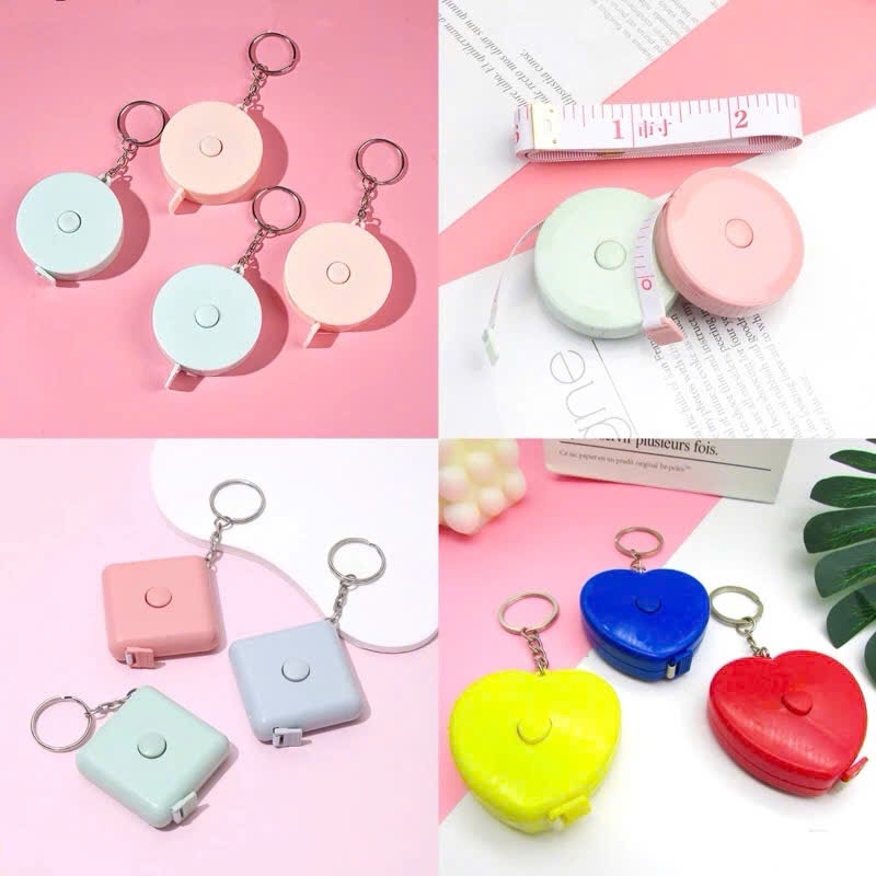 Keychain drawstring ruler in many styles (round, square, heart shape ...