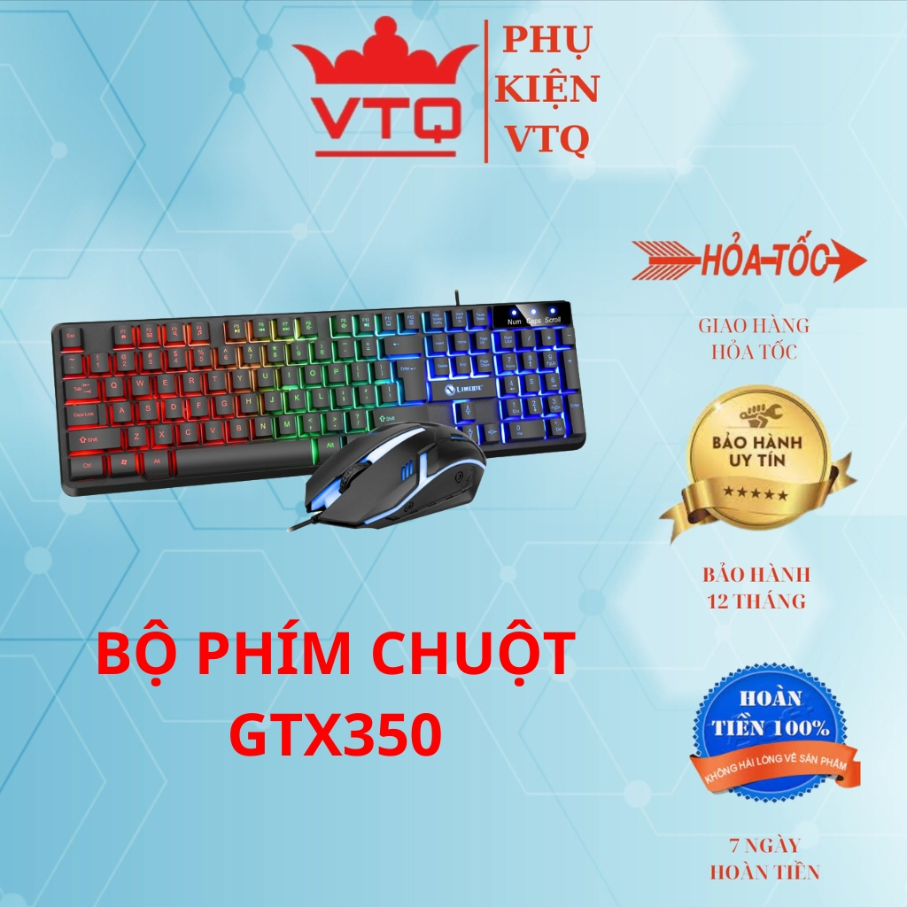 GTX 350 Wired Gaming Keyboard and Mouse Set Mechanical RGB Led 7 Colors ...
