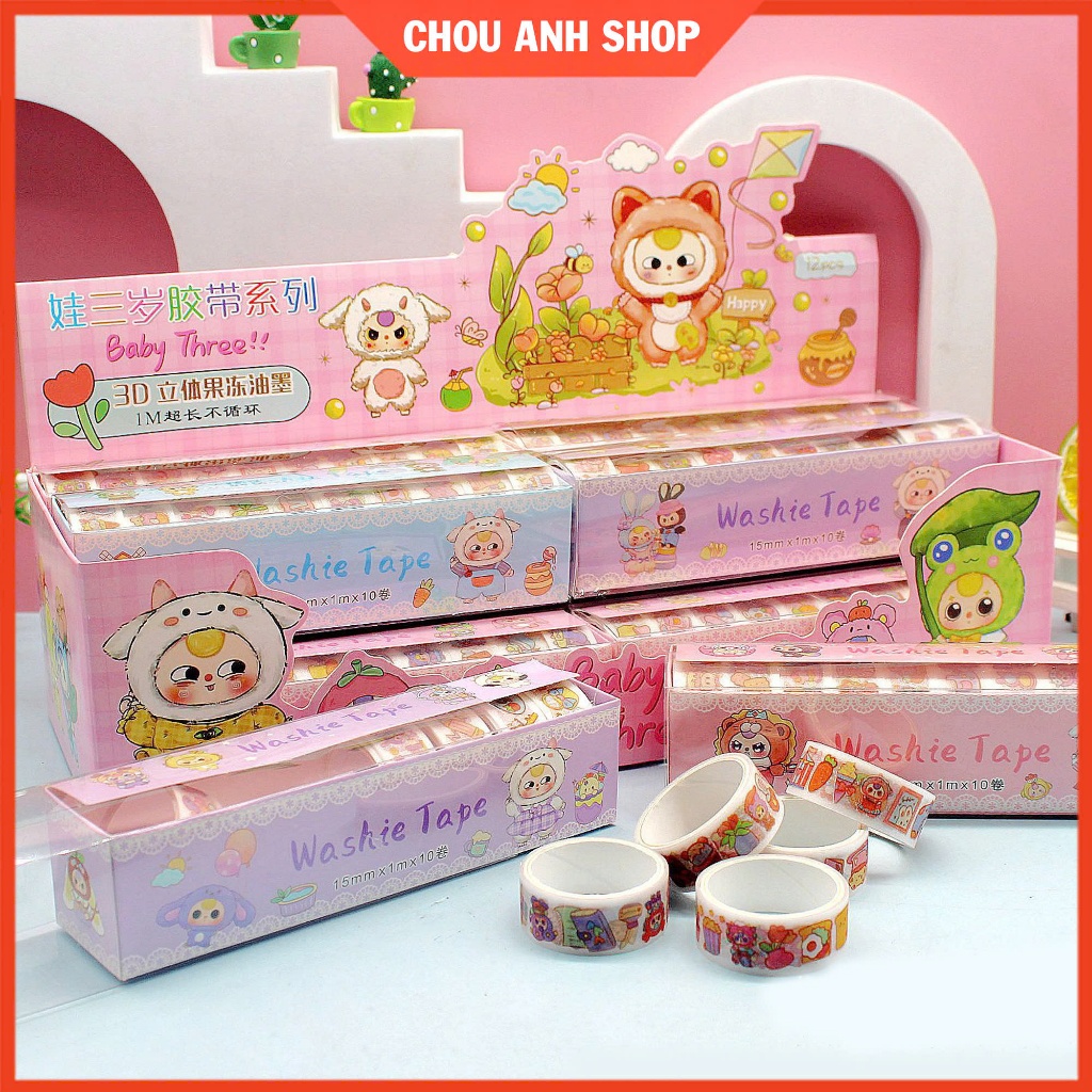 Box of 10 Baby Three Glitter Transparent Sticker Rolls - Babythree ...