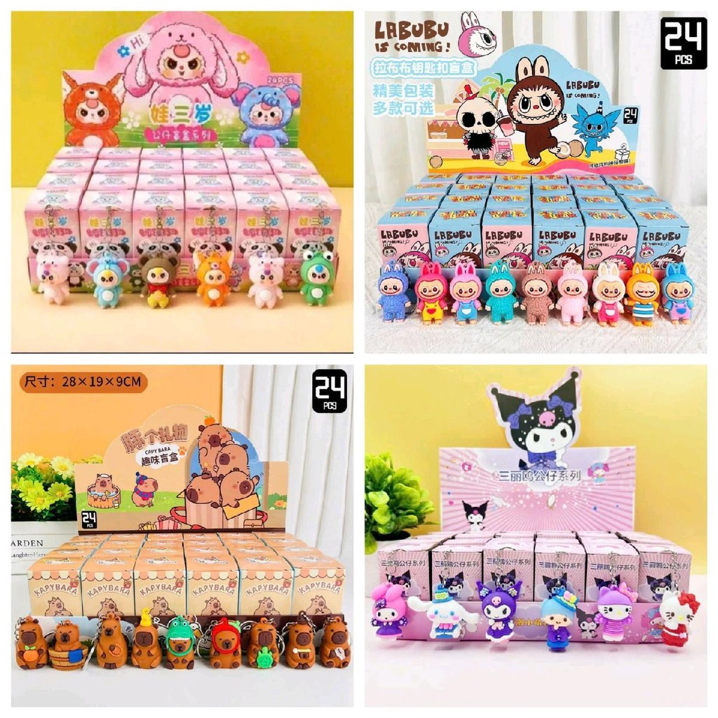 Blindbox labubu Noel kuromi capybara keychain box, secret gift peeling ...