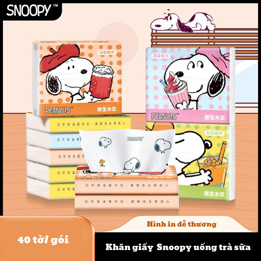 Lot of 8 packs of Snoopy pocket dry tissues printed with cute ...