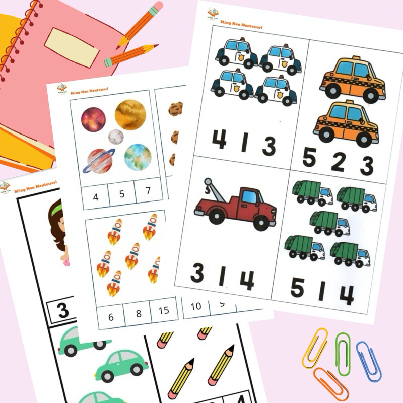 Practice making sticks with math, practice counting, printed in color ...