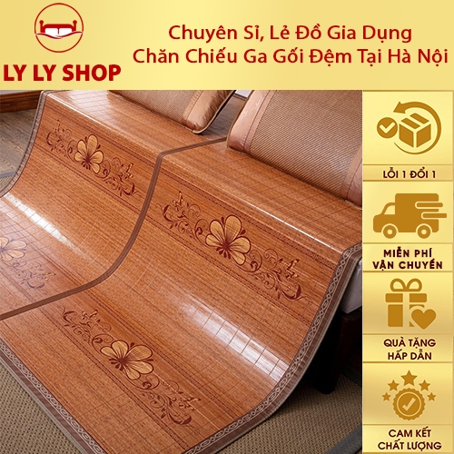 Wood grain bamboo mat with floral print - Random Patterns (m6x2m ...