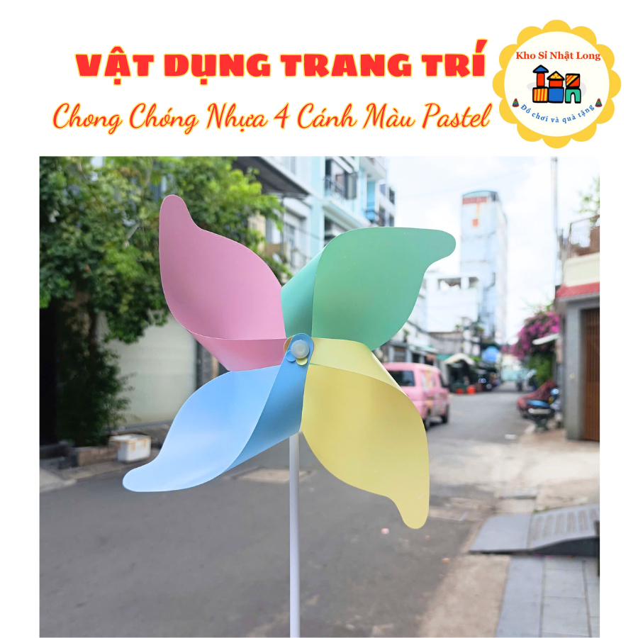 100 Pastel-colored 4-bladed plastic pinwheels to hold or hang ...