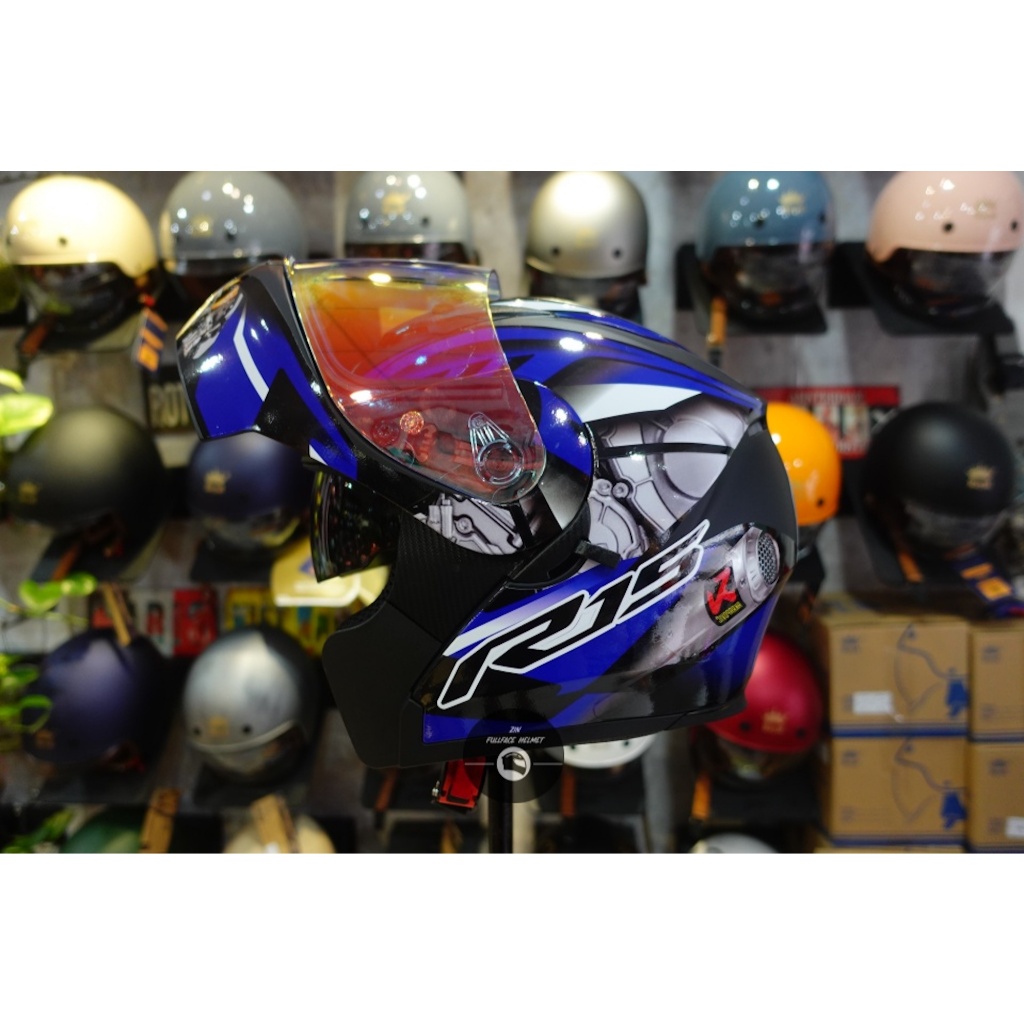 Fullface Royal m179 helmet (genuine) _ Yamaha R15 blue helmet with 2 ...