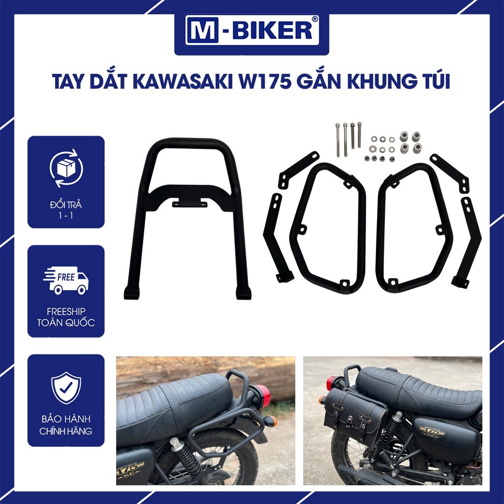 Kawasaki W175 rear handlebar mounted on side bag frame for Kawasaki ...