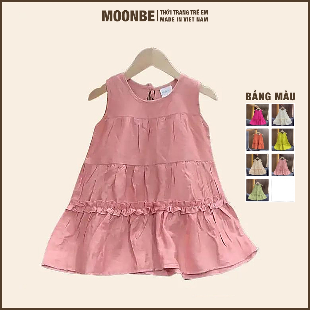 [Size 10-46kg] Váy Đũi Hàn Xòe Phối Bèo Cho Bé Gái Thời Trang Trẻ Em MOONBE Váy Lụa Cho Bé Gái