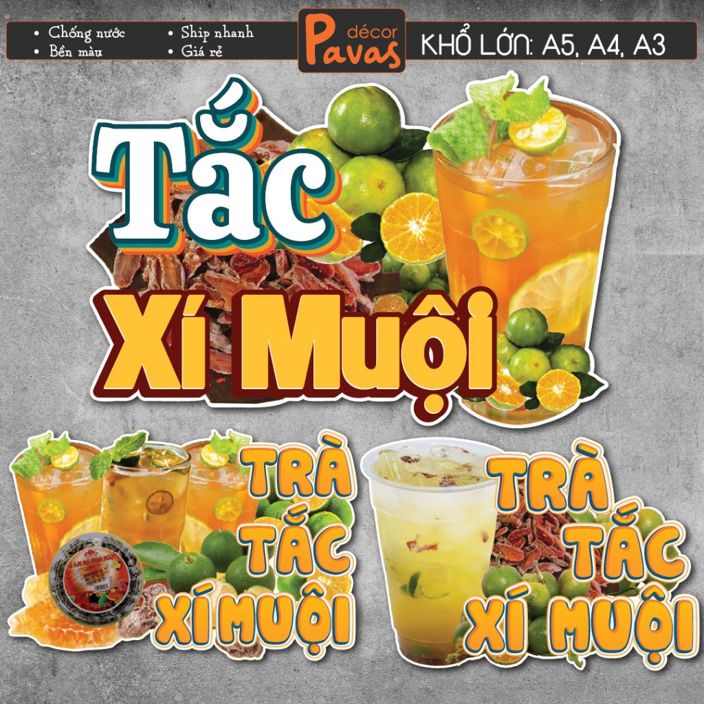 Waterproof Tac Xi Muoi Tea Decal for decoration of milk tea shops ...