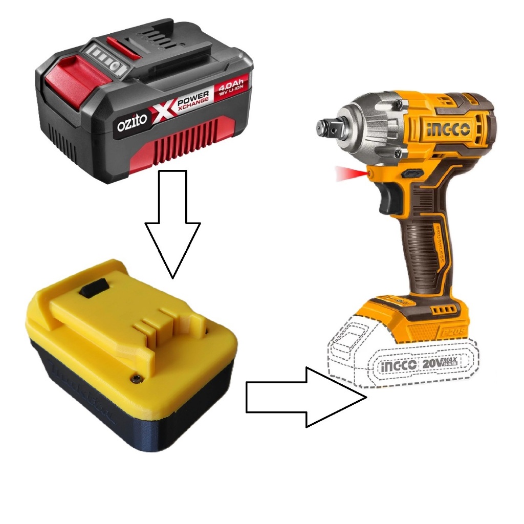 OZITO X battery adapter for INGCO TOTAL 20v (machine and battery not ...