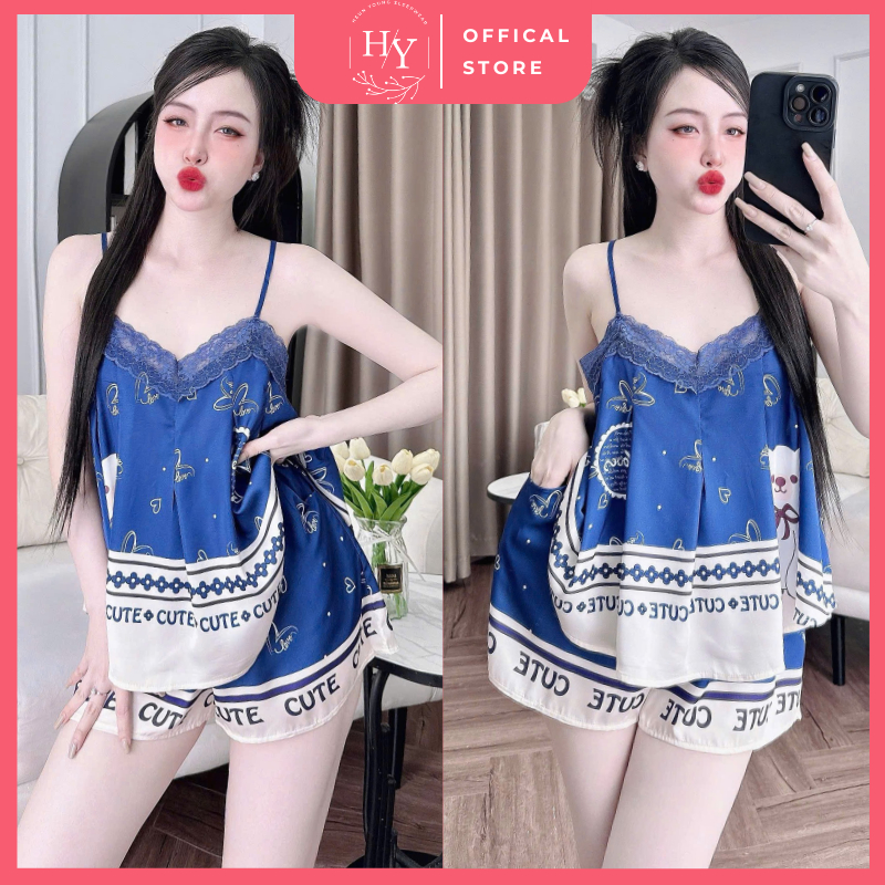HEUN YOUNG Women's Sexy Pajamas 2-String Latin Silk Lace Chest Pleated ...
