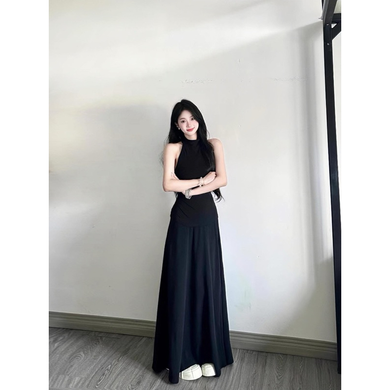 Set turtleneck tank top + long fishtail skirt big size 40-120kg ...