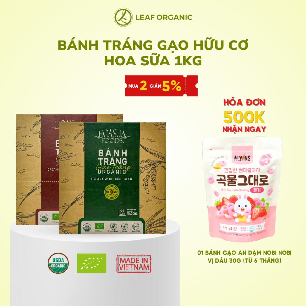 Hoa Sua Foods organic white rice paper and brown rice 200gr/box ...