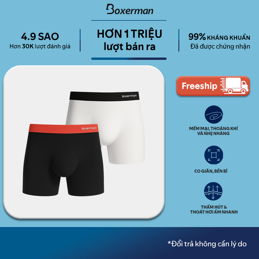 Pack of 2 Men's Boxer Brief - 3D PRO Boxerman, Heat pressed to shape ...