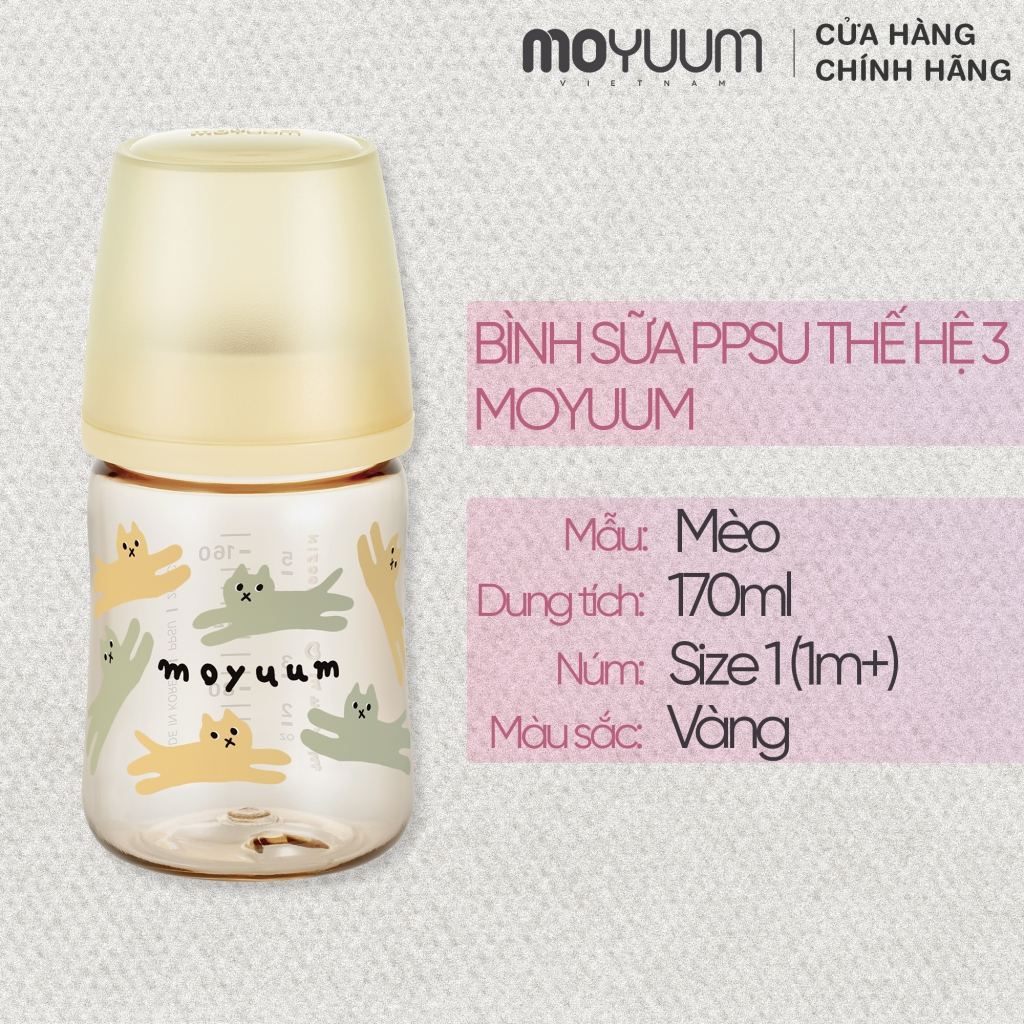 3rd generation - PPSU Moyuum milk bottle - Cat model - 170ml - Includes ...