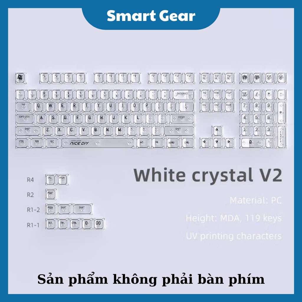 SUPER BEAUTIFUL PROFILE MDA TRANSPARENT KEYCAP SET FOR MECHANICAL ...