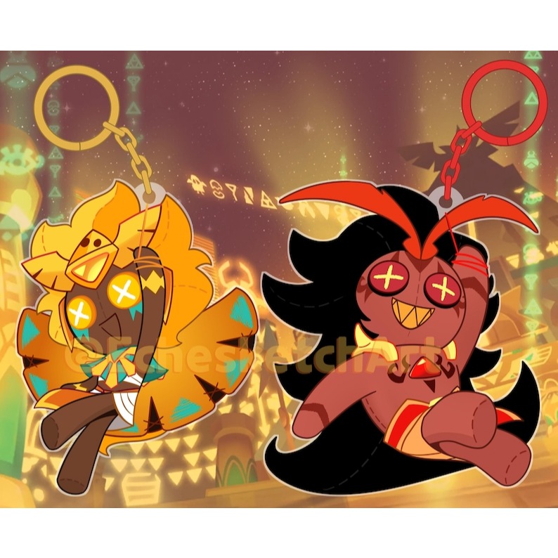 PRE Cookie Run Keychains - Golden Cheese Cookie and Burning Spice ...