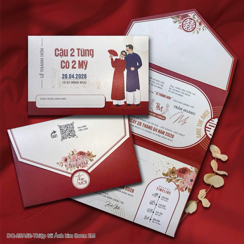 3-fold wedding invitation, 3-fold card, fragrant metallic paper ...