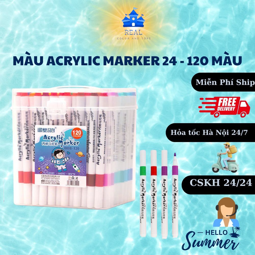 Acrylic Marker 2mm nib, 24 to 120 colors, water-based color, safe for ...
