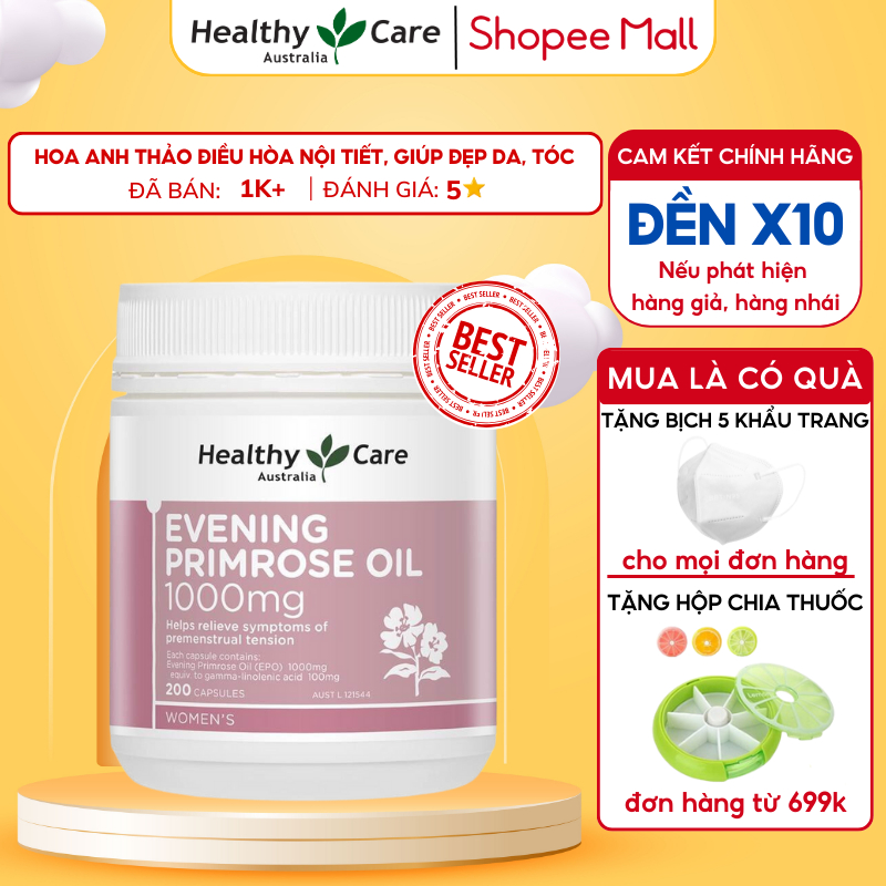 Australian Evening Primrose Oil 1000mg Healthy Care regulates endocrine