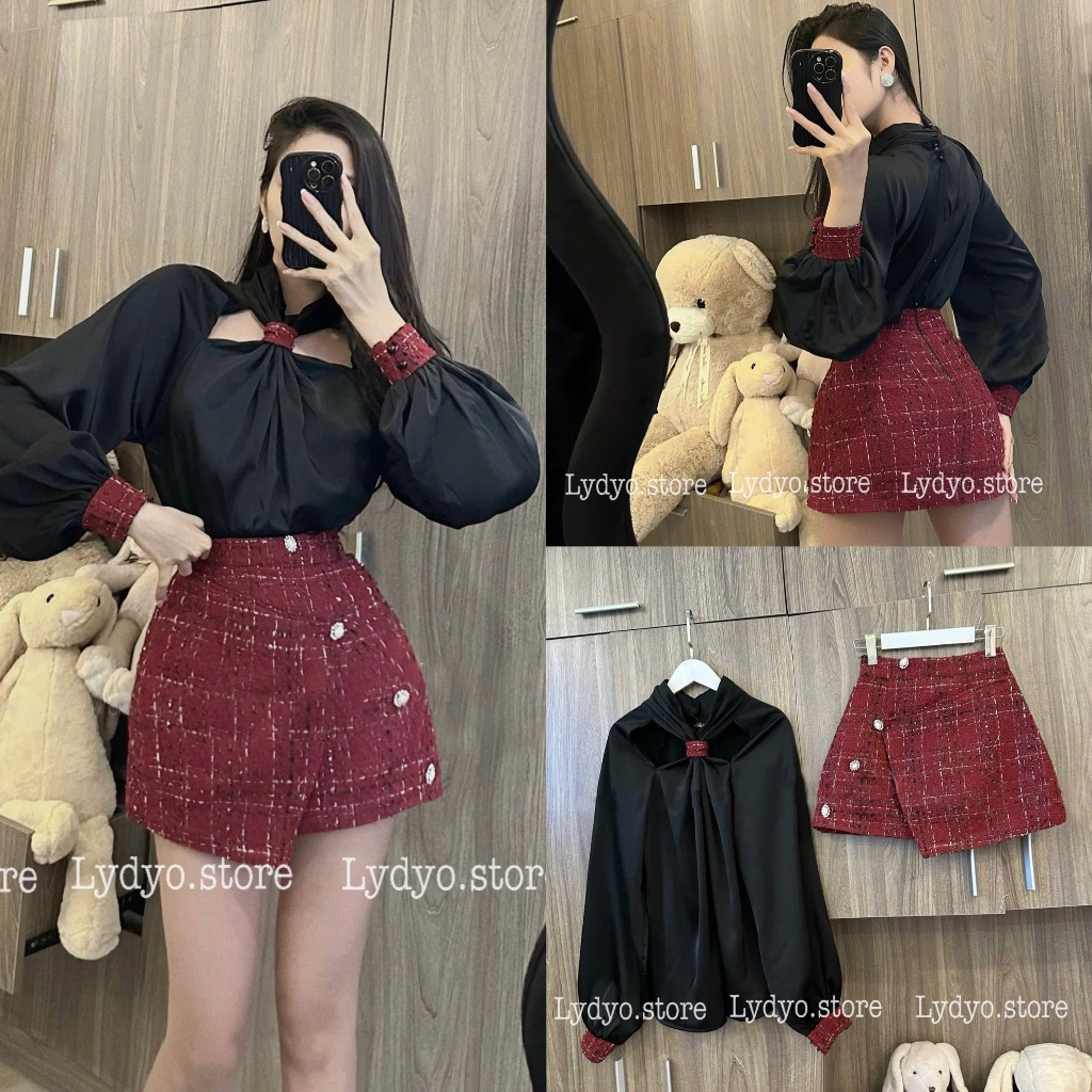 Red Wide cut shirt dress 94581