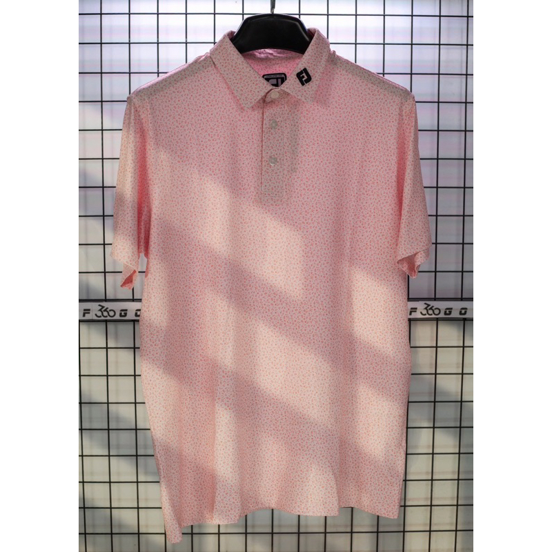 Fj men's golf shirt in light pink with gentle patterns, stretchy