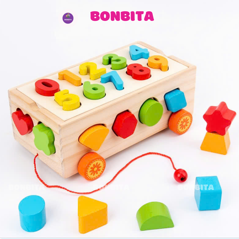 Wooden block and number matching crib toy set for babies - wooden toys ...
