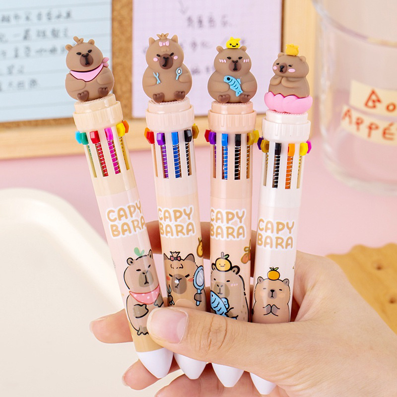 Ballpoint pen 10 nibs 10 colors Capybara shape Cute Ballpoint Pen 0.5mm ...