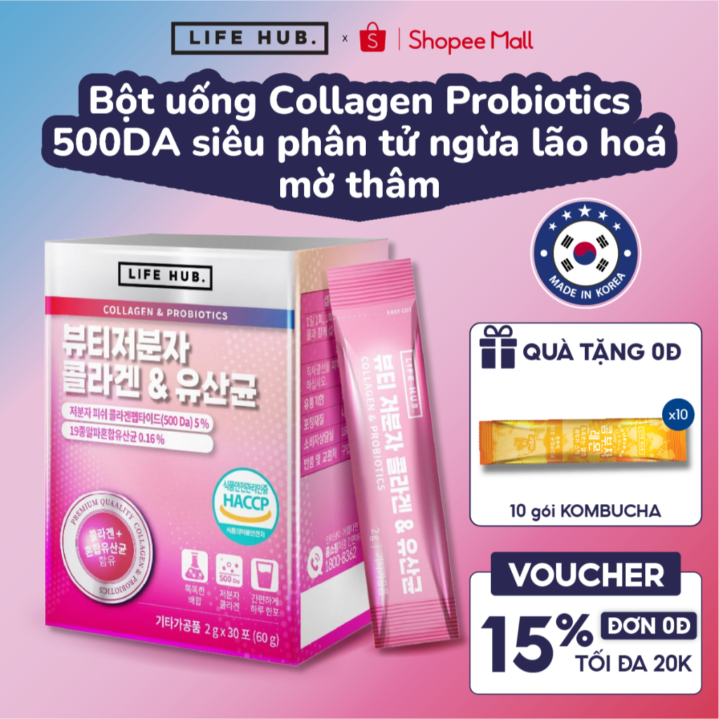 Collagen Probiotics 500DA super molecular LIFEHUB enhances elasticity ...