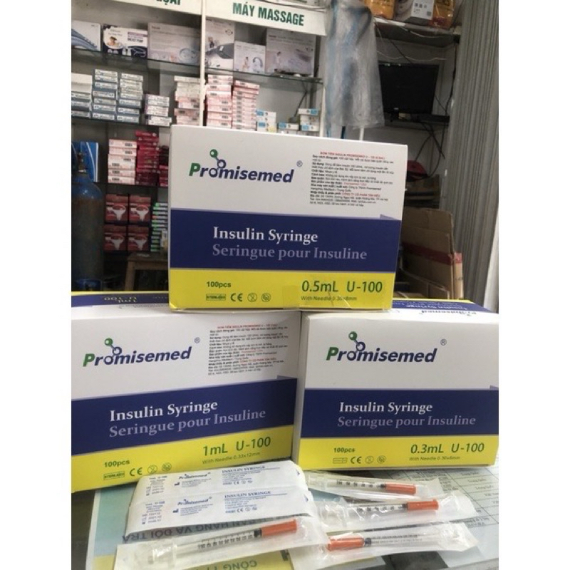 [RED Lid - BOX of 100C] Promisemed Diabetic insulin Syringe 1ml 40u ...