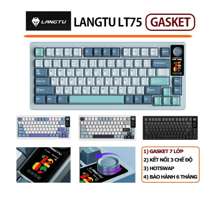 [New] LANGTU LT75 GASKET RGB hotswap wireless mechanical keyboard ...