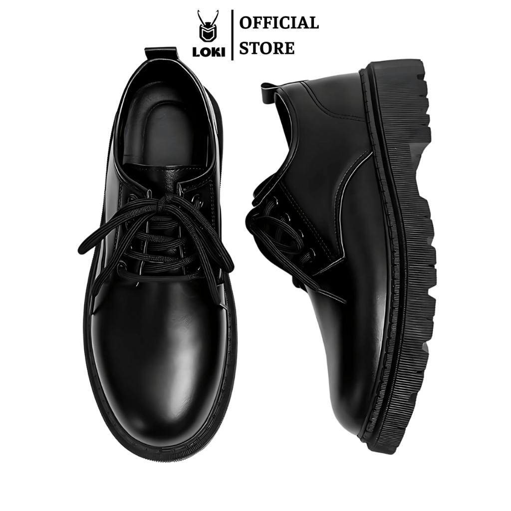 Men's Chunky Derby leather shoes with 4-7cm high sole, Korean Men's  lace-up shoes with round toe rubber sole