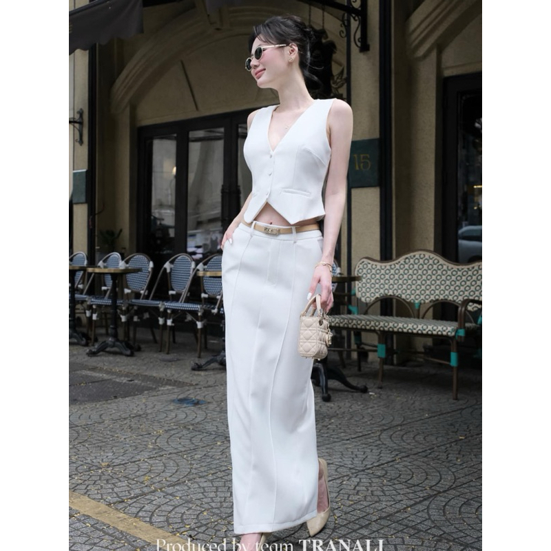 GILE SHIRT + T.R.Â.N A.L.I PENCIL SKIRT SET (White S - no belt included ...