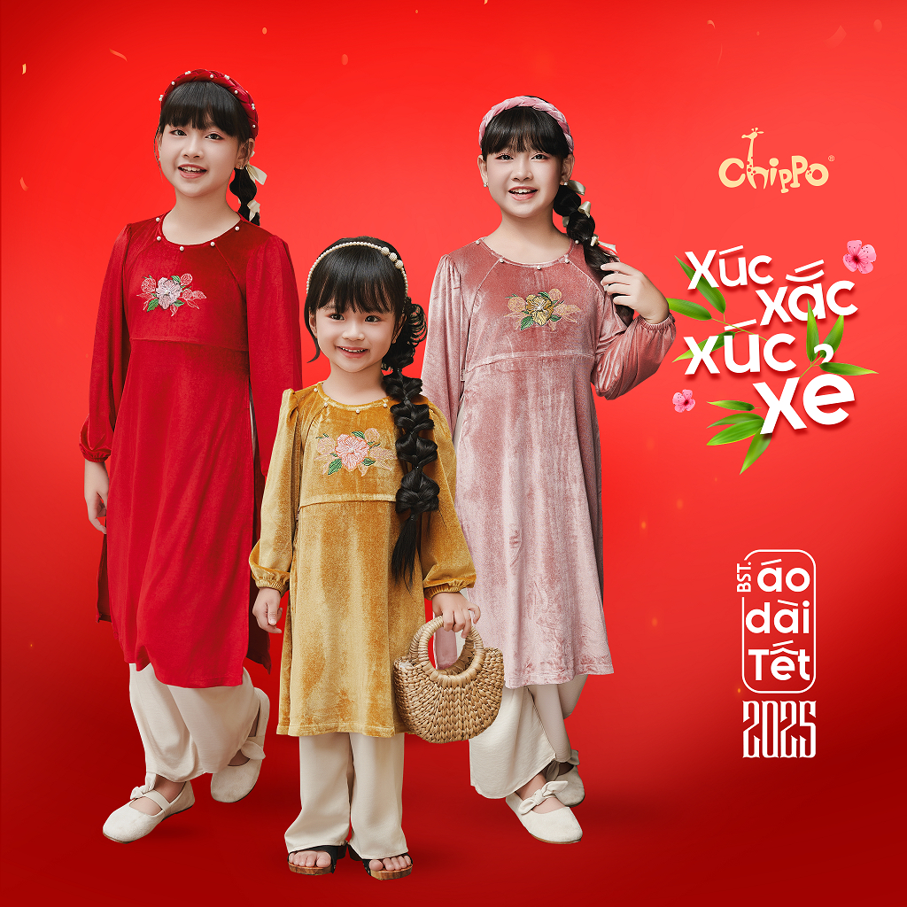 Chippo floral embroidered velvet ao dai Set with innovative designs for ...