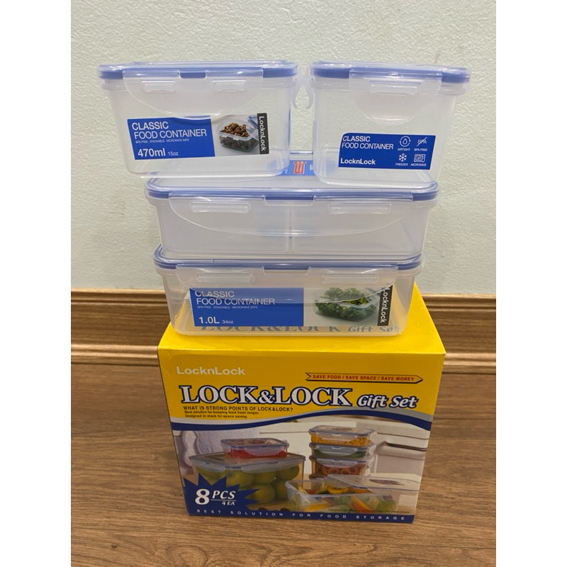 Set of 4 plastic food containers Lock&Lock HPL817SC04 (470ml, 800ml, 1L ...